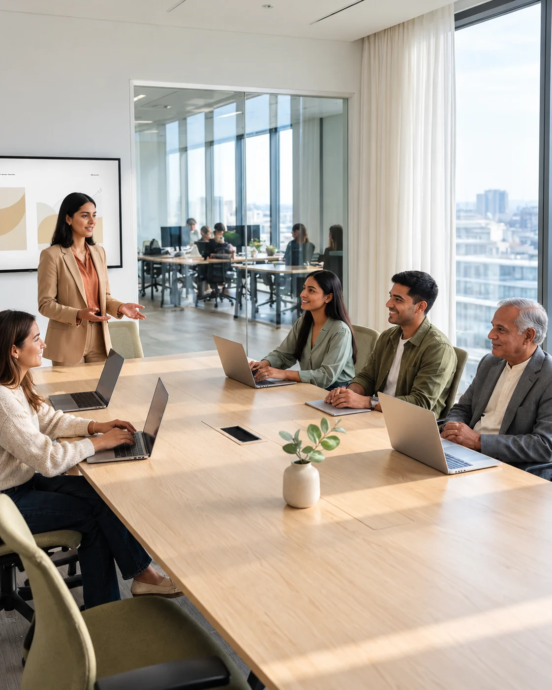 Community programme planning session in a modern office